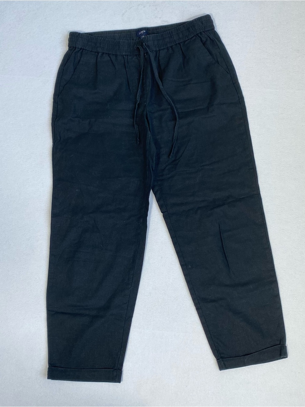 J. Crew Women’s Black Linen Blend Drawstring Jogger Pants size 10